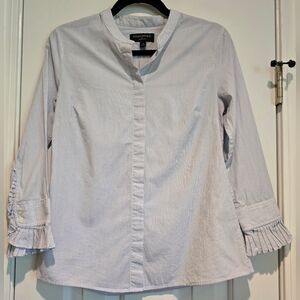 Women's Banana Republic Blue And White Striped Long Sleeve Button Down Top Sz 4